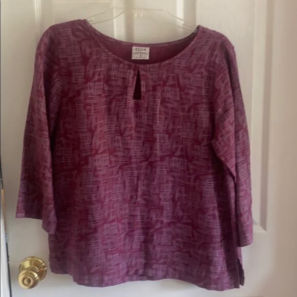 Click by Color me Cotton S burgundy linen pullover top - Picture 1 of 7